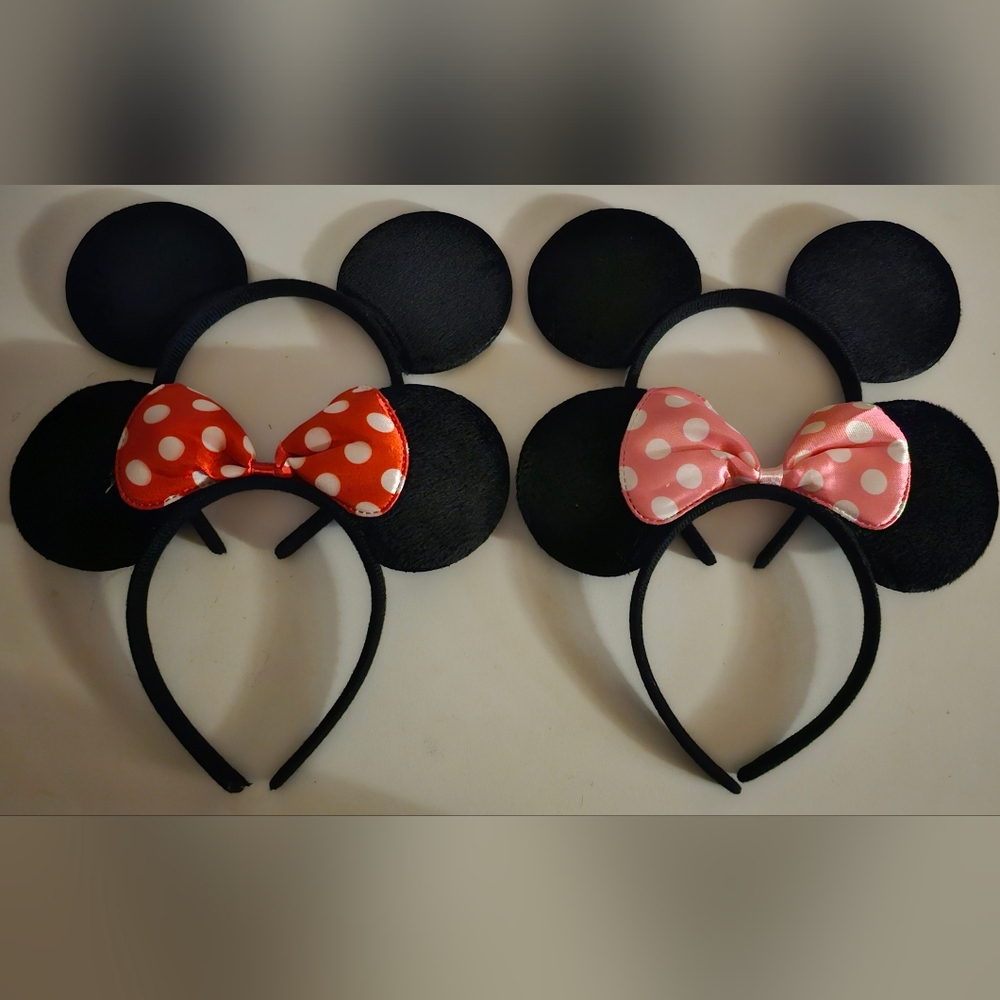 4 pk Black & Polka Dot Bow Mouse Ears Headband Disney
